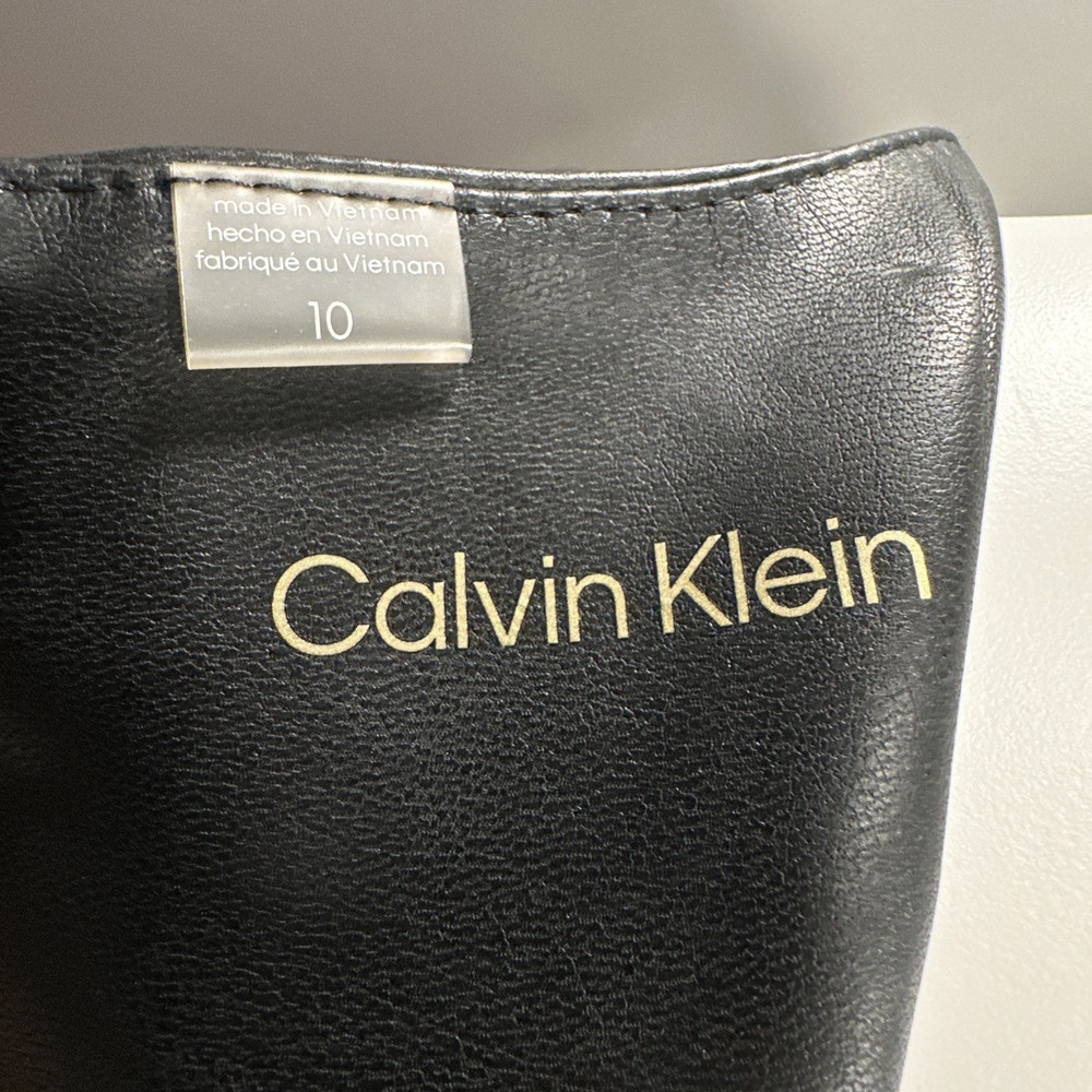 CALVIN KLEIN Size 10 Women's Black Faux Leather Sleeveless Dress NWT - Picture 8 of 10